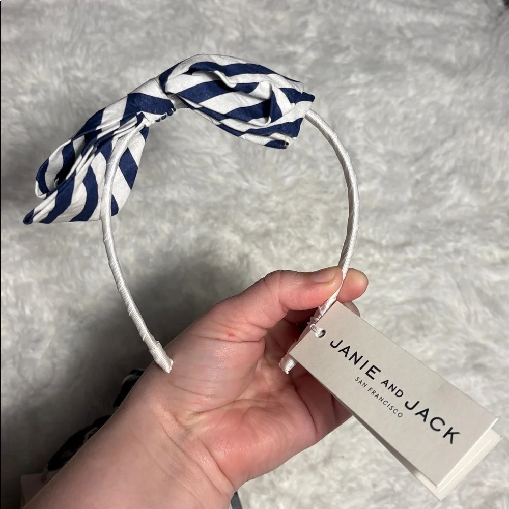 New Janie & Jack Blue And White Bundle Of 2 Headbands One Size